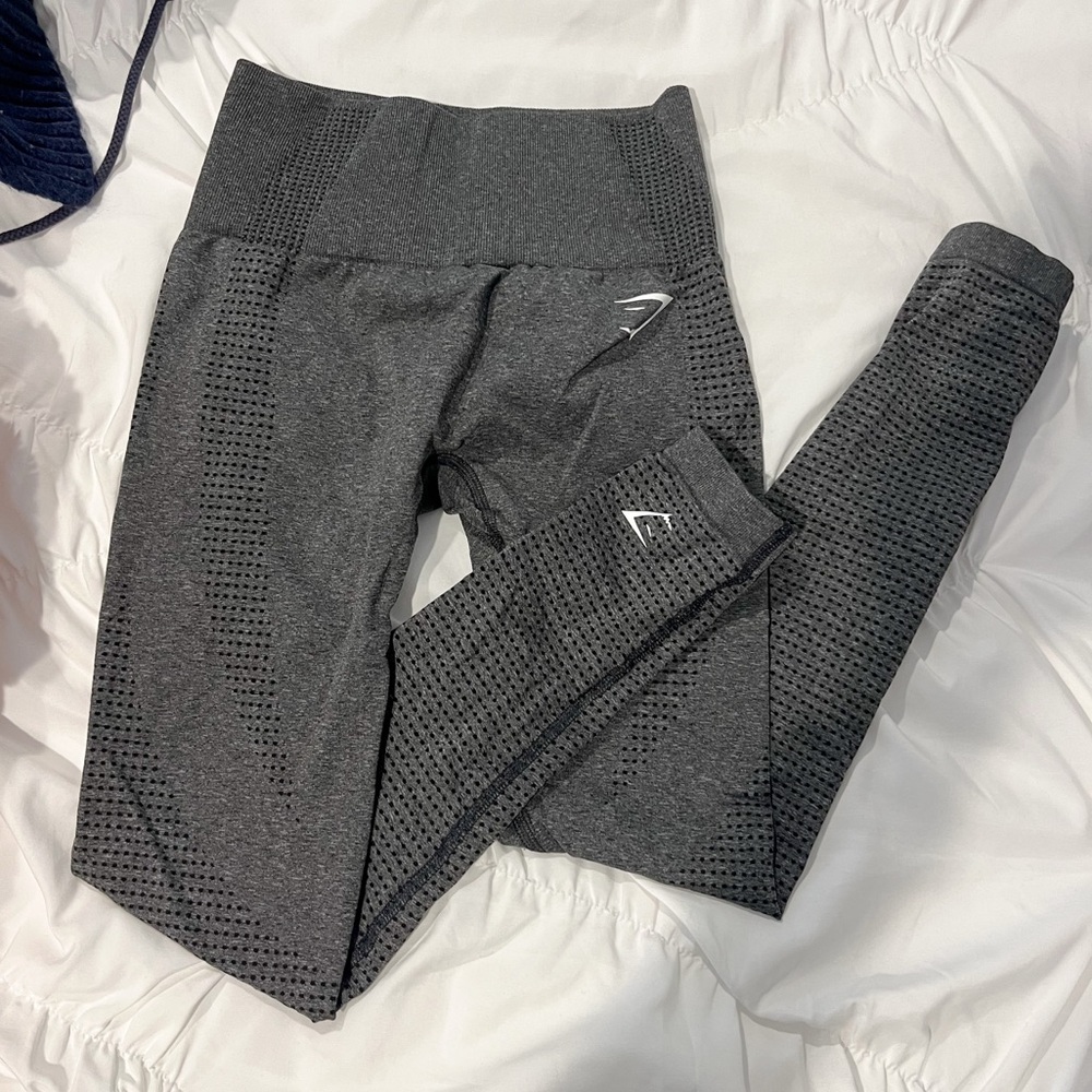 Dark Grey or Charcoal Gym Shark leggings with flattering design